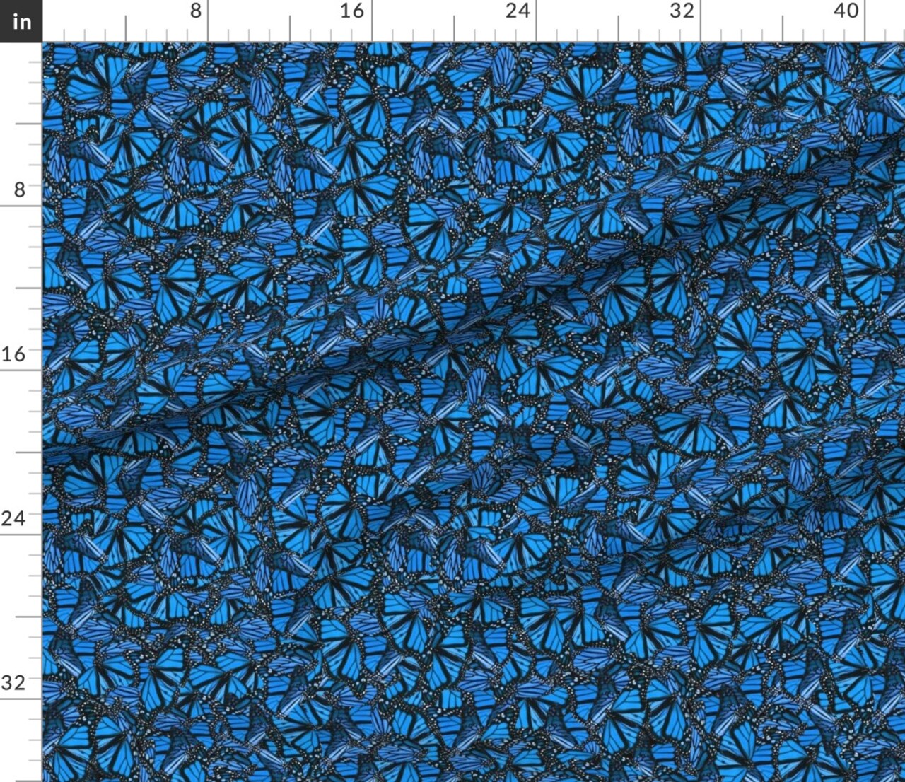 Blue Butterflies Butterfly Monarch Kids Cobalt Black Spring Insect Custom Printed Fabric by Spoonflower Various Fabrics by the Yard or Fat Quarter